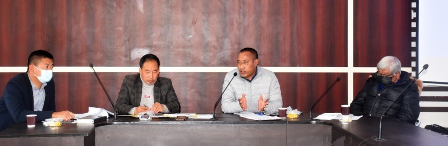 Advisor Medo Yhokha, Advisor Dr Neikiesalie Nicky Kire and others during the monthly Kohima District Planning and Development Board meeting at DPDB Conference Hall, Kohima on February 17. (DIPR Photo)